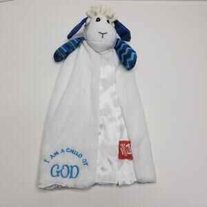 Wee Believers Child of God Lamb Sheep Lovey White Blue Security Blanket